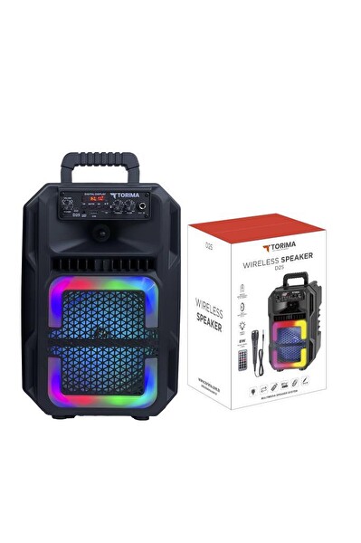 Torima D25 RGB Işıklı Mikrofonlu Kumandalı USB/TF/FM/MIC/BT Siyah Bluetooth Hoparlör