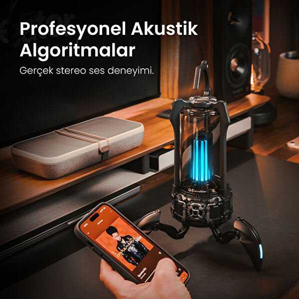GravaStar Süpernova Siyah Led Işıklı 25W Bluetooth Hoparlör
