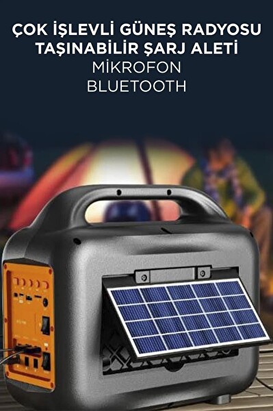 Torima GTS-1768 Mikrofon 1 Led Ampül ve Fenerli Bluetooth Hoparlör Güneş Panelli Powerbank Kamp Hoparlörü