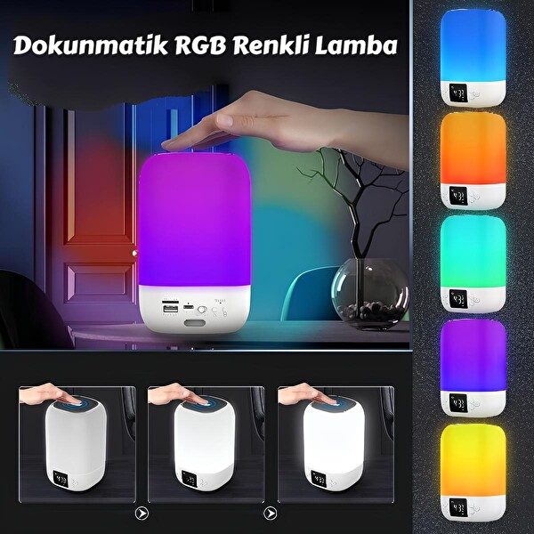 Cosmostech DY20 Mini Hıfı RGB Aydınlatmalı - Alarm Saat - Uyku Modlu - Bluetooth Kablosuz Speaker Hoparlör