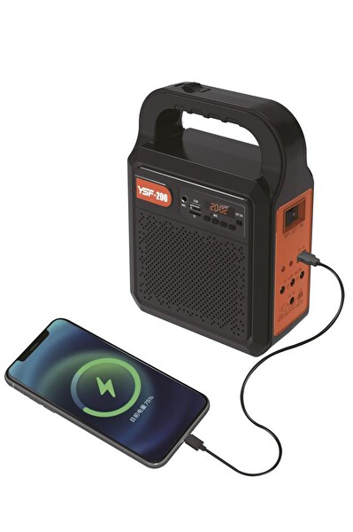 Torima YSF-200 Siyah Güneş Enerjili Panelli Fenerli Bluetooth Kamp Hoparlör