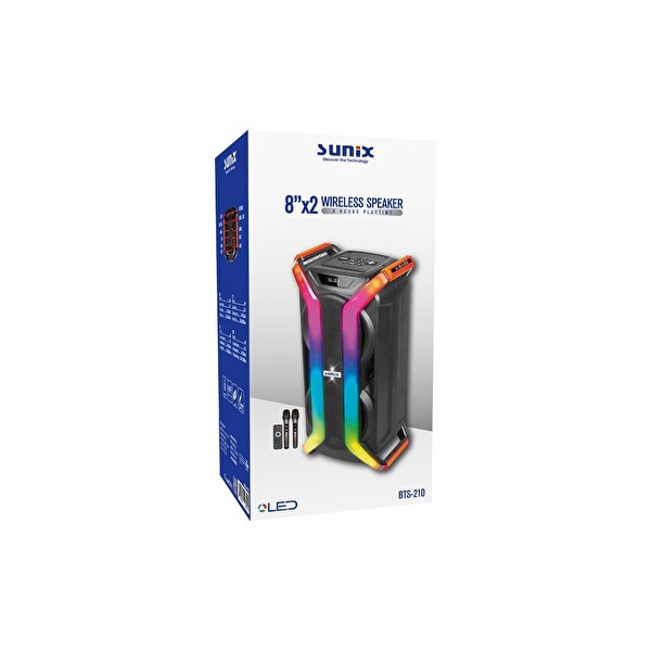 Sunix BTS-210 40W 5500 mAh X-Bass Çift Mikrofon ve Kumandalı Led Işıklı Bluetooth Hoparlör