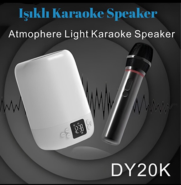 Cosmostech DY20K Karaoke Bluetooth Hoparlör RGB Işıklı Alarm Saat Uyku Mod Özel Sesli Kablosuz Speaker