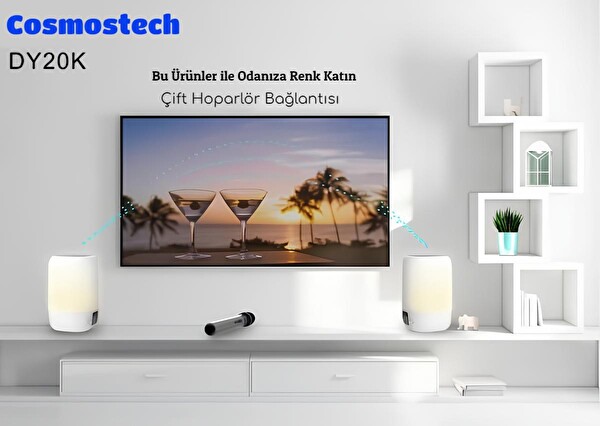 Cosmostech DY20K Karaoke Bluetooth Hoparlör RGB Işıklı Alarm Saat Uyku Mod Özel Sesli Kablosuz Speaker