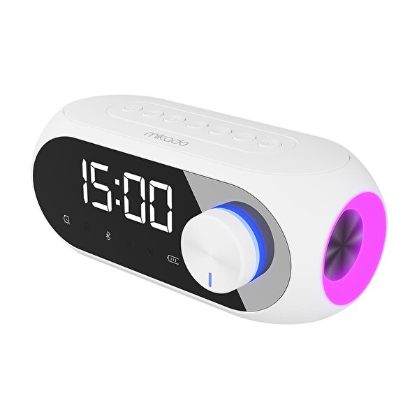 Mikado MD-W7 1200 mAh 5W Beyaz Bluetooth-Aux-Derece-USB-FM Double Alarmlı Saat Speaker