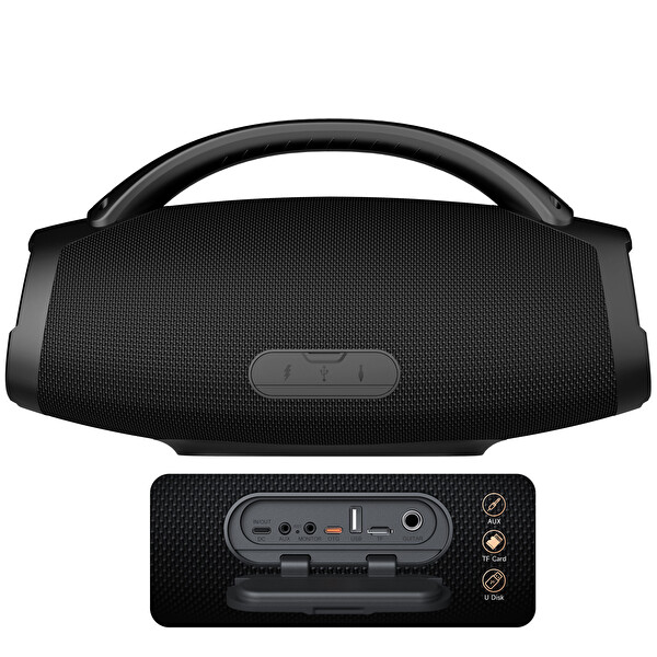 W-King X20 Bluetooth Hoparlör 300W Boombox 24S Dinleme IPX7 Kablosuz Stereo TWS Ses Bombası Siyah