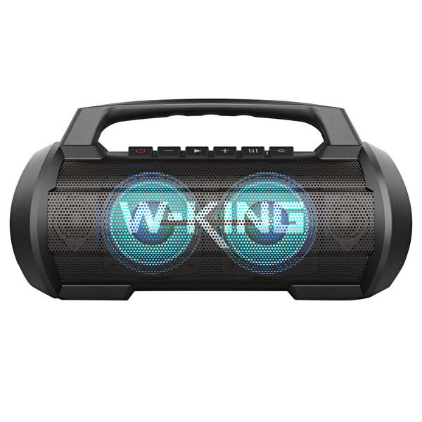 W-King D10 Bluetooth Hoparlör 120W Partybox 42S Dinleme Işıklı IPX6 Kablosuz Stereo TWS Ses Bombası - Siyah
