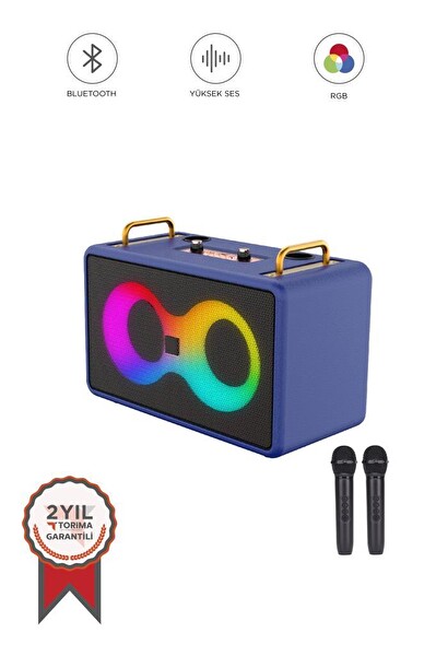 Torima M4403 Mavi Taşınabilir Karaoke Mikrofonlu Bluetooth