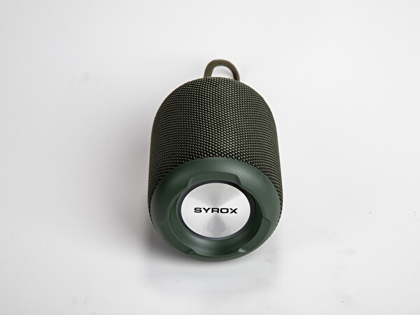 Syrox S33 RGB Ledli Hafıza Kartı - USB - 3.5MM AUX - FM - Eller Serbest 1x6W TWS Bluetooth 5.1 - EDR Kablosuz Hoparlör - Yeşil