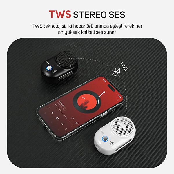 Divoom Itour-S IP67 Mini Bluetooth Hoparlör Güçlü Bas Taşınabilir Ses Bombası-Beyaz