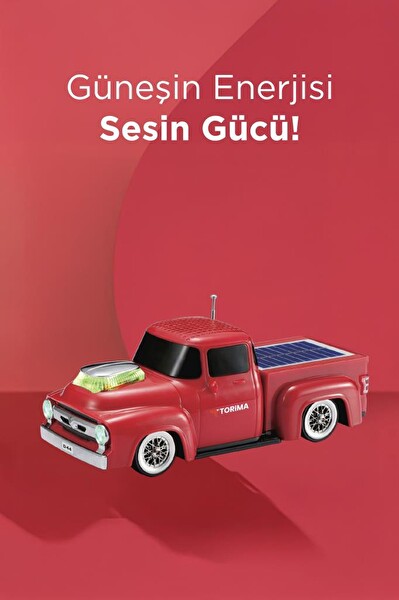 Torima D44 Kamyon Bluetooth Hoparlör FM-USB-TF Destekli Güneş Enerjili Speaker-Kırmızı