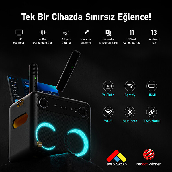 Ikarao Partybox Break X2 600W Karaoke Bluetooth Hoparlör Seti