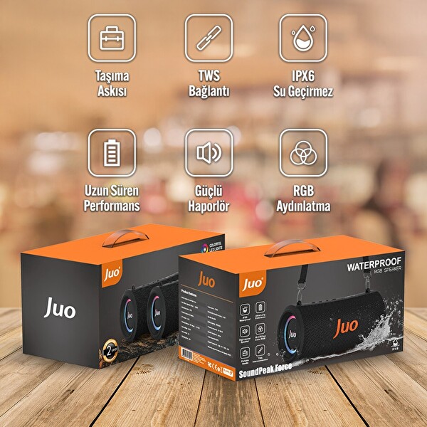 Juo SoundPeak Force 60 W RGB Bluetooth Hoparlör Kablosuz Taşınabilir Hoparlör