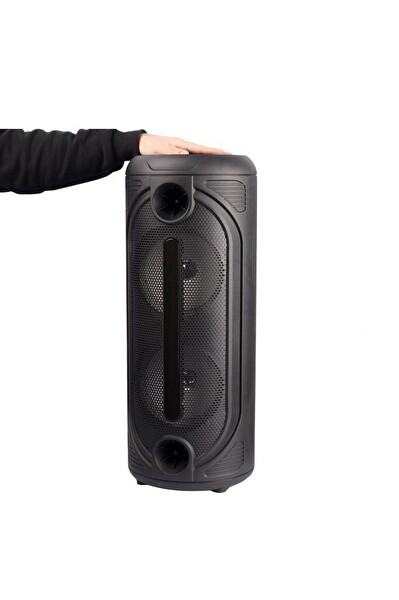 Torima KTS-2086 Siyah Çift Mikrofonlu RGB Ledli Taşınabilir Bluetooth Hoparlör Parti Speaker