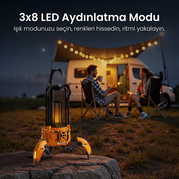 GravaStar Süpernova 25W Bluetooth Hoparlör Taşınabilir Stereo Ses Bombası RGB Işıklı 2 Adet Sarı