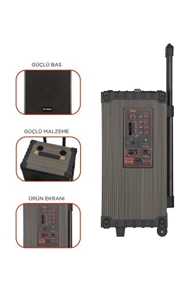 Torima D46 USB TF BT TWS FM Çift Mikrofonlu Bluetooth Hoparlör Kahverengi
