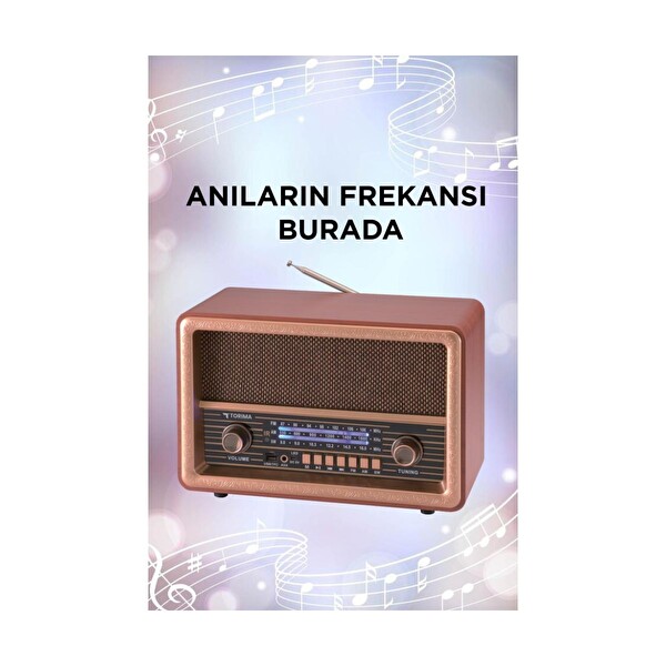 Torima D56 Ahşap Nostaljik Uzaktan Kumandalı Radyo USB TF TWS Şarjlı Bluetooth Hoparlör