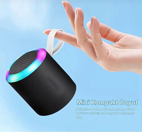 Rose SH-313 Işıklı Taşınabilir Şarjlı Bluetooth Hoparlör Siyah