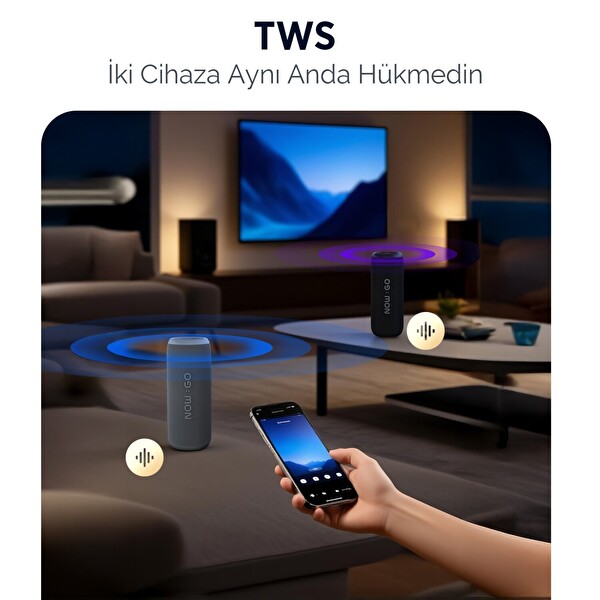 NowGo F6 20W RGB Speaker Su Geçirmez Taşınabilir Kablosuz Bluetooth Hoparlör Gri
