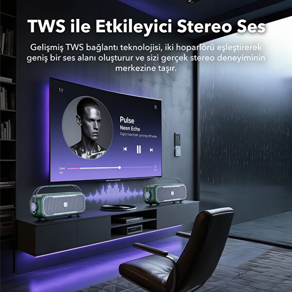 NowGo C1 100W Taşınabilir RGB IPX4 Bluetooth Hoparlör Mikrofonlu Karaoke Sistemi Bej