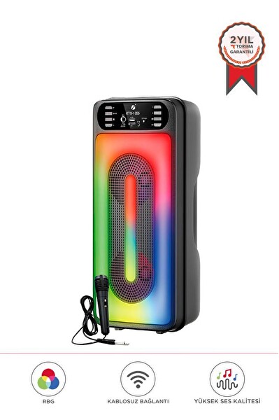 Torima KTS-1555 Siyah Mikrofonlu RGB Ledli Taşınabilir Bluetooth Hoparlör