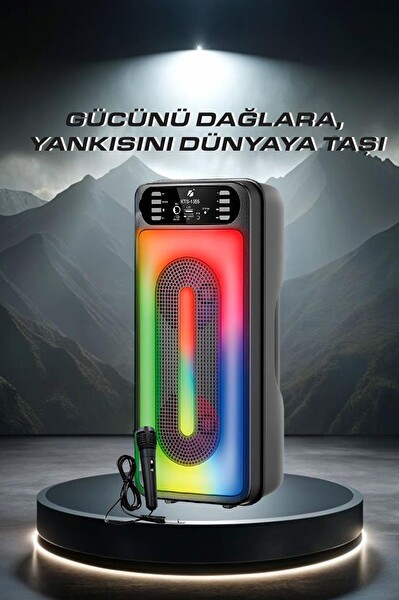 Torima KTS-1555 Siyah Mikrofonlu RGB Ledli Taşınabilir Bluetooth Hoparlör