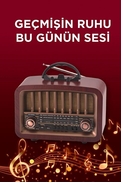 Torima D-57 Ahşap Nostalji Radyo Kablosuz Bluetooth Hoparlör