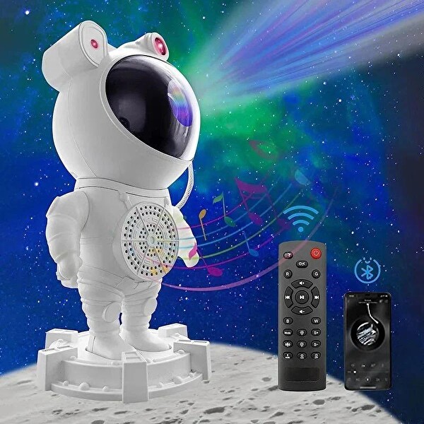 Rose SP-608 Astronot Görünümlü Müzikli Ve Işıklı Kumandalı Gece Lambası Bluetooth Hoparlör