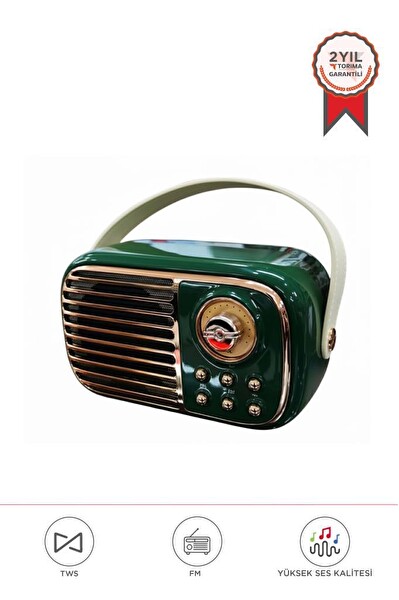 Torima BTS 1956 Yeşil Bluetooth 10W Bass Ses RGB Işık Efektli TWS USB TF Kart Mikrofonlu Hoparlör