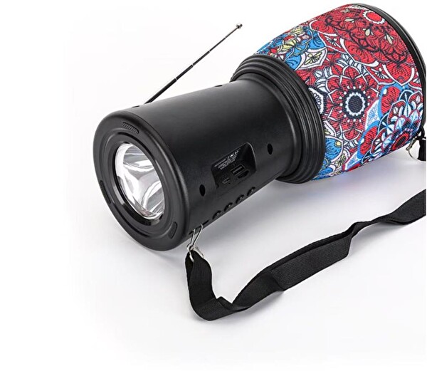 Rose SP-601 El Fenerli Taşınabilir Solar Şarjlı Bluetooth FM Radyo Desenli Hoparlör