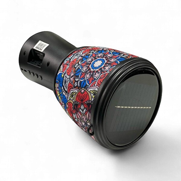 Rose SP-601 El Fenerli Taşınabilir Solar Şarjlı Bluetooth FM Radyo Desenli Hoparlör