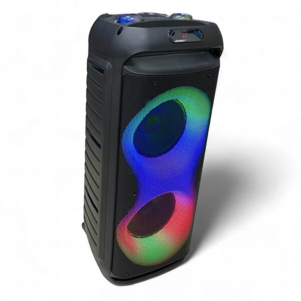 Rose SP-414 Şarjlı Telsiz Mikrofonlu Bluetooth Tekerlekli Taşınabilir Işıklı Hoparlör