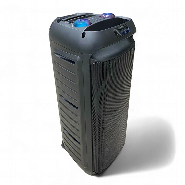 Rose SP-414 Şarjlı Telsiz Mikrofonlu Bluetooth Tekerlekli Taşınabilir Işıklı Hoparlör