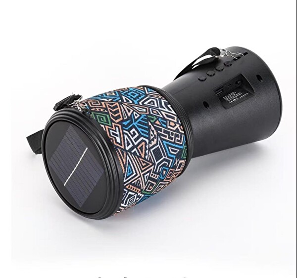 Rose SP-601 El Fenerli Taşınabilir Solar Şarjlı Bluetooth FM Radyo Desenli Hoparlör