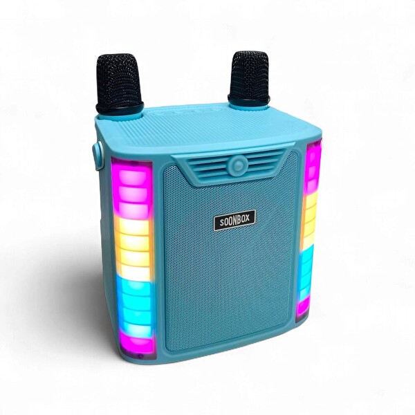 Rose Sp-614 Taşınabilir Şarjlı Bluetooth Karaoke Mikrofon ve Hoparlör Seti - Mavi