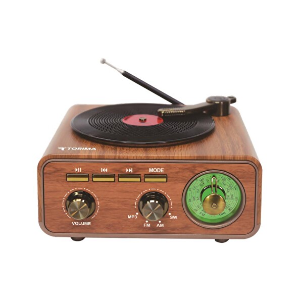 Torima D75 Ahşap Plak Görünümlü Nostalji Kablosuz Speaker Wireless Bluetooth Hoparlör