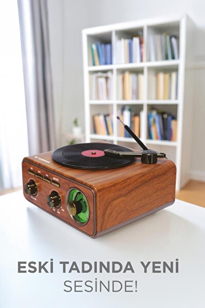 Torima D75 Ahşap Plak Görünümlü Nostalji Kablosuz Speaker Wireless Bluetooth Hoparlör