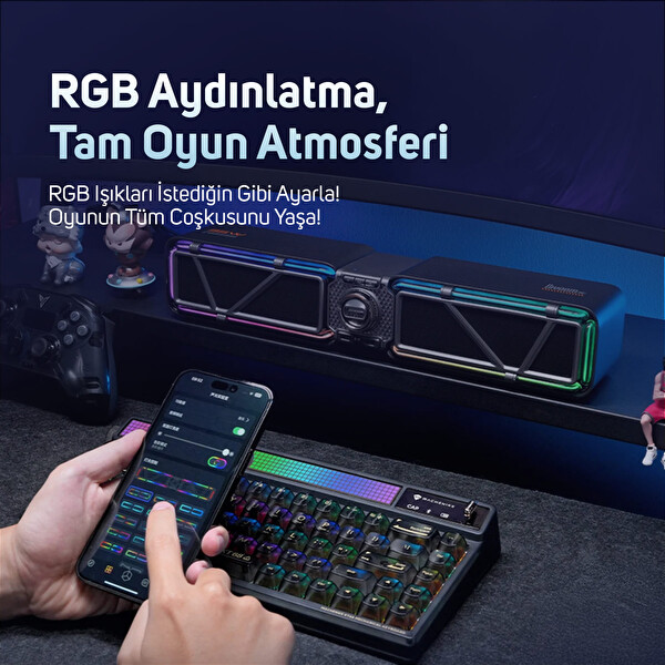 Divoom D-base 30W Masaüstü Rgb Işıklı Çift Portlu 35W Hızlı Şarj USB/Aux 6.0 Pembe Bluetooth Gaming Hoparlör