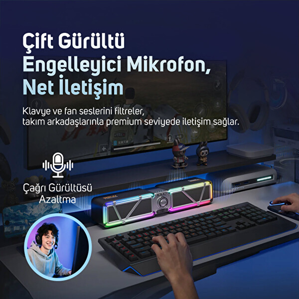 Divoom D-base 30W Rgb Işıklı Çift Portlu 35W Hızlı Şarj USB/Aux 6.0 Masaüstü Bluetooth Gaming Hoparlör Siyah