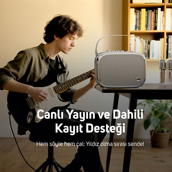 Divoom SongBird Ultra 100W Taşınabilir Kablosuz Çift Mikrofonlu Karaoke Bluetooth Hoparlör