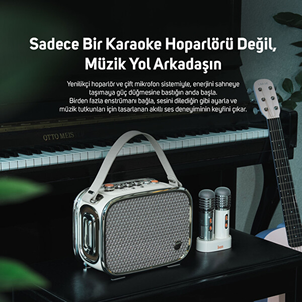 Divoom SongBird Ultra 100W Taşınabilir Kablosuz Çift Mikrofonlu Karaoke Bluetooth Hoparlör