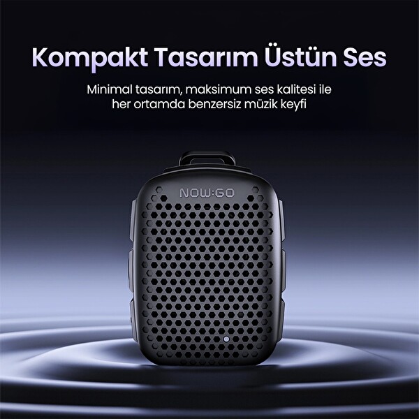 NowGo Lava Clip 5W Klipsli Su Geçirmez Taşınabilir Mini Bluetooth Hoparlör - Siyah