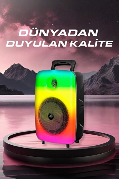Torima GTS-1802 Siyah Mikrofonlu RGB Ledli Taşınabilir Bluetooth Hoparlör Parti Speaker