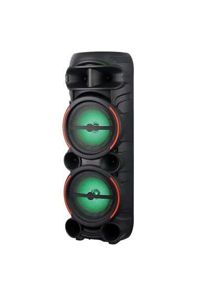 Başkenttekno 2058 Çift Kablosuz Mikrofonlu RGB Ledli FM USB TF Taşınabilir Bluetooth Hoparlör