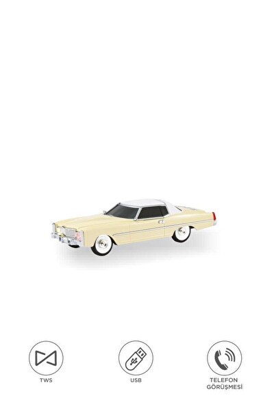 Başkenttekno D83 Cadillac 1969 Görünümlü Retro Klasik Araba Tasarımlı 10W FM USB TWS Bluetooth Hoparlör