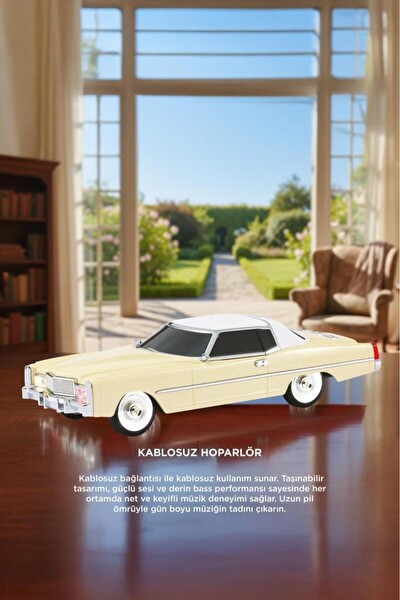 Başkenttekno D83 Cadillac 1969 Görünümlü Retro Klasik Araba Tasarımlı 10W FM USB TWS Bluetooth Hoparlör