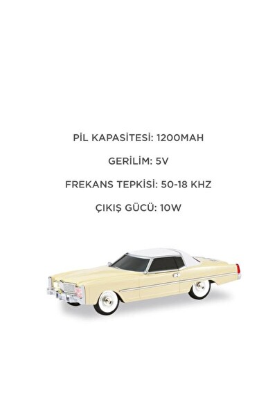 Başkenttekno D83 Cadillac 1969 Görünümlü Retro Klasik Araba Tasarımlı 10W FM USB TWS Bluetooth Hoparlör