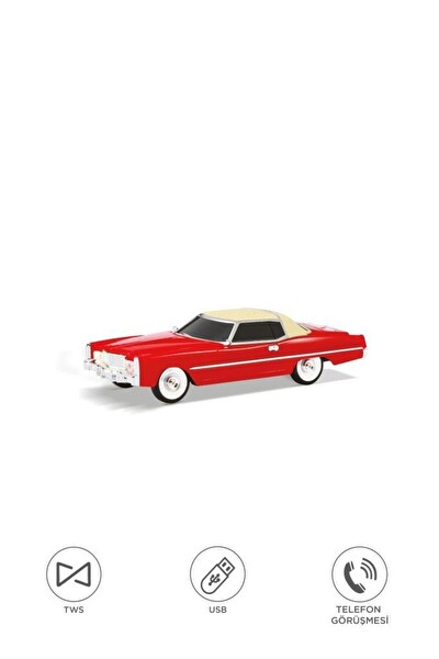 Başkenttekno D83 Cadillac 1969 Görünümlü Retro Klasik Araba Tasarımlı 10W FM USB TWS Bluetooth Hoparlör