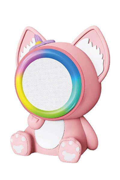 Başkenttekno 04 RGB Sevimli Figürlü Mikrofonlu Karaoke Bluetooth Hoparlör Pembe