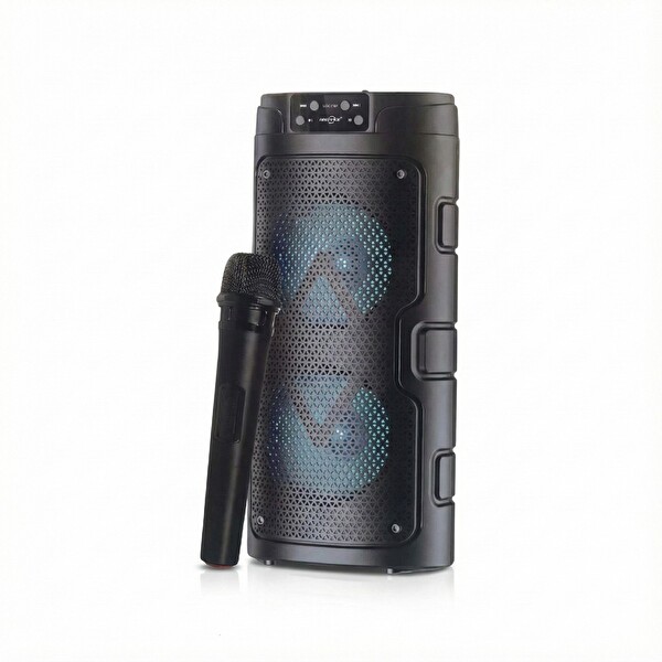 Başkenttekno 1926 RGB Ledli Kablosuz Mikrofonlu USB TF Radyolu Bluetooth Parti Hoparlörü